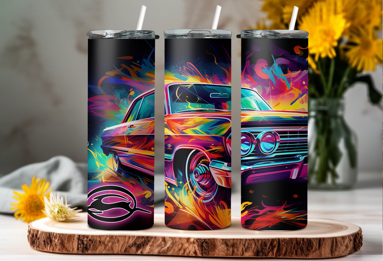 64 Chevy Impala 20 oz Skinny Tumbler Wraps, 4 x Sublimation Designs, Straight tumbler Wrap, Instant Digital Download PNG - Cultura Life Design