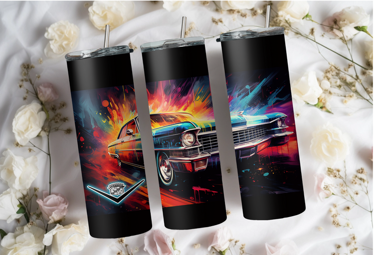 63 Cadillac DeVille 20 oz Skinny Tumbler Wraps Grp1, 4 x Sublimation Designs, Straight tumbler Wrap, Instant Digital Download PNG - Cultura Life Design