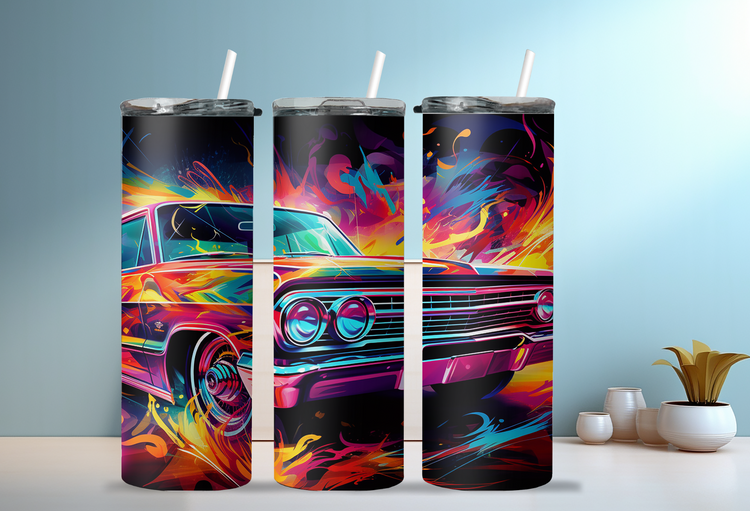 64 Chevy Impala 20 oz Skinny Tumbler Wraps, 4 x Sublimation Designs, Straight tumbler Wrap, Instant Digital Download PNG - Cultura Life Design