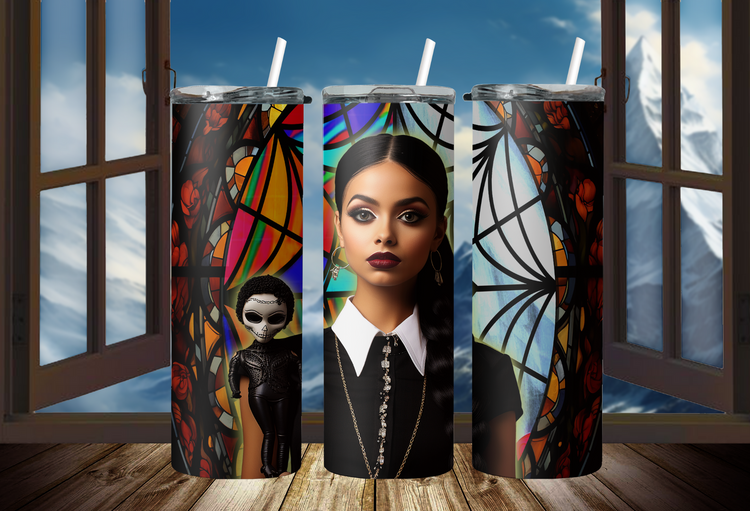 Wednesday Addams_Grp2, 20 oz Skinny Tumbler Wraps, 3 x Sublimation Designs, Straight tumbler Wrap, Instant Digital Download PNG - Cultura Life Design