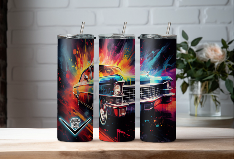 63 Cadillac DeVille 20 oz Skinny Tumbler Wraps Grp1, 4 x Sublimation Designs, Straight tumbler Wrap, Instant Digital Download PNG - Cultura Life Design