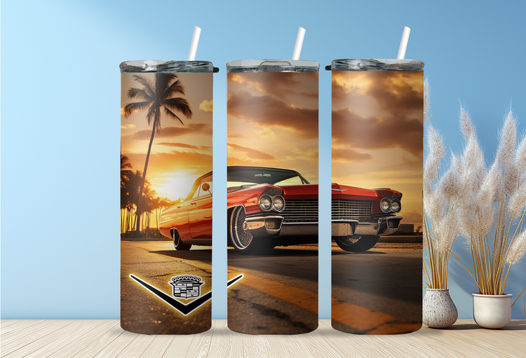 63 Cadillac DeVille 20 oz Skinny Tumbler Wraps Grp2, 4 x Sublimation Designs, Straight tumbler Wrap, Instant Digital Download PNG - Cultura Life Design