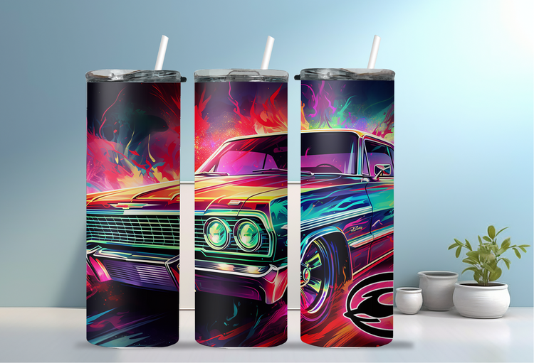 64 Chevy Impala 20 oz Skinny Tumbler Wraps, 4 x Sublimation Designs, Straight tumbler Wrap, Instant Digital Download PNG - Cultura Life Design
