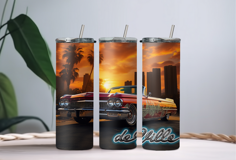 63 Cadillac DeVille 20 oz Skinny Tumbler Wraps Grp2, 4 x Sublimation Designs, Straight tumbler Wrap, Instant Digital Download PNG - Cultura Life Design
