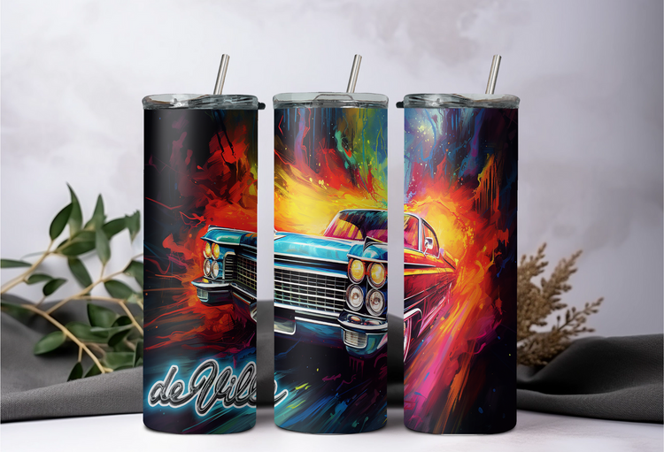 63 Cadillac DeVille 20 oz Skinny Tumbler Wraps Grp1, 4 x Sublimation Designs, Straight tumbler Wrap, Instant Digital Download PNG - Cultura Life Design