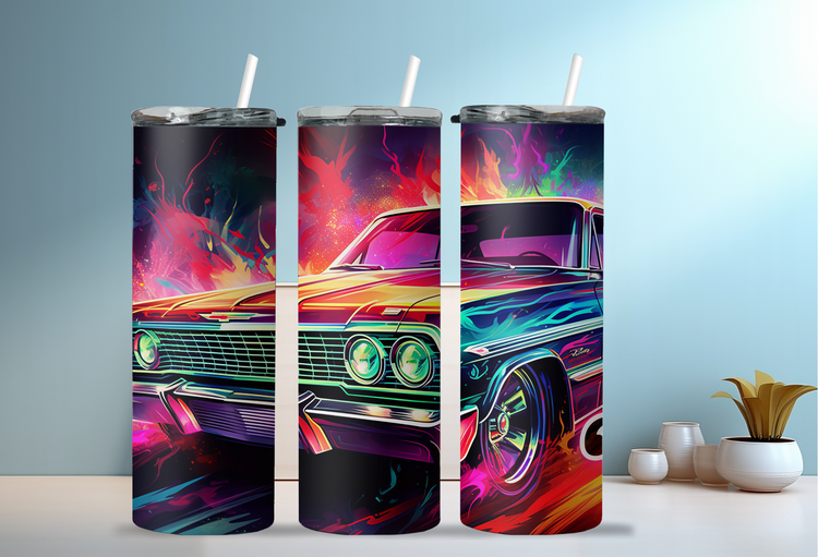 64 Chevy Impala 20 oz Skinny Tumbler Wraps, 4 x Sublimation Designs, Straight tumbler Wrap, Instant Digital Download PNG - Cultura Life Design