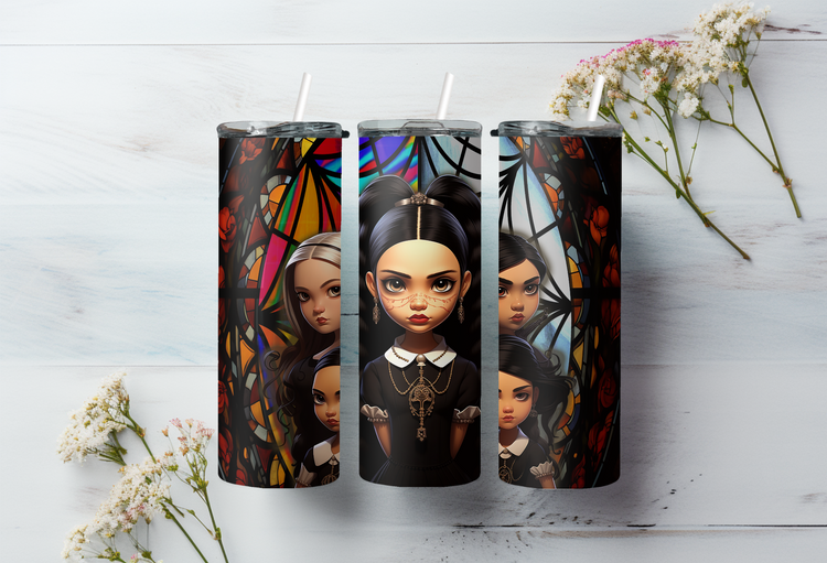 Wednesday Addams_Grp2, 20 oz Skinny Tumbler Wraps, 3 x Sublimation Designs, Straight tumbler Wrap, Instant Digital Download PNG - Cultura Life Design