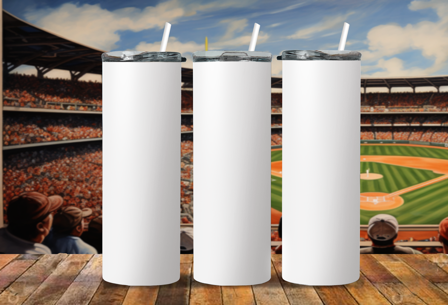 4 Different Tumbler Mock Ups with Baseball Field Backgrounds, PNG - Edit in CANVA, Photoshop, and More | 4 Backgrounds Mock Up Tumbler - Cultura Life Design
