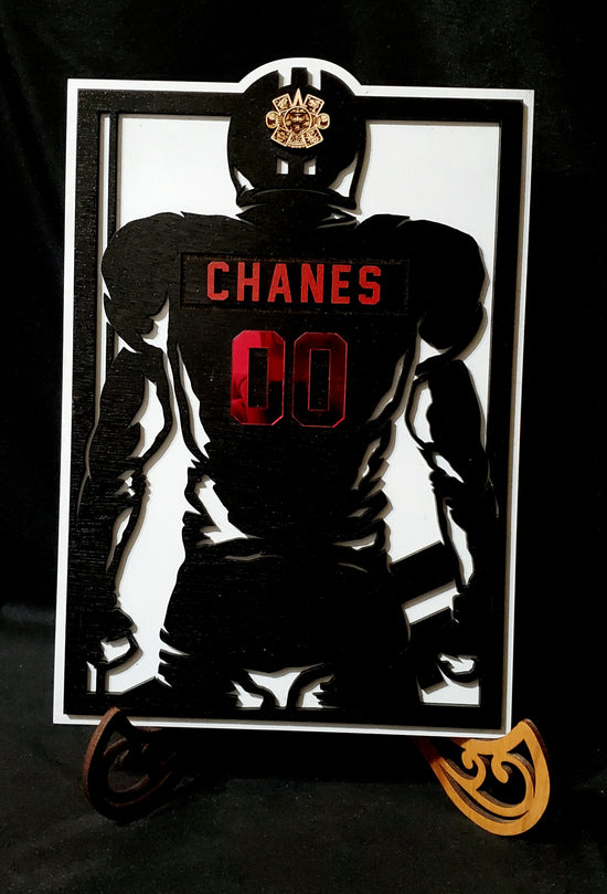 Sports Football Jersey Wood Engraved Wall Plaques, NFL Inspired Fan Art - Cultura Life Design