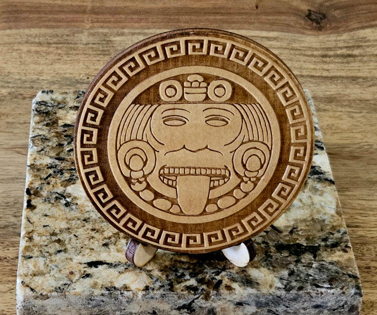 Personalized Aztec Calendar Wood Carved Coaster Set, Set of 6 - Cultura Life Design