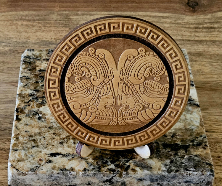 Personalized Aztec Calendar Wood Carved Coaster Set, Set of 6 - Cultura Life Design