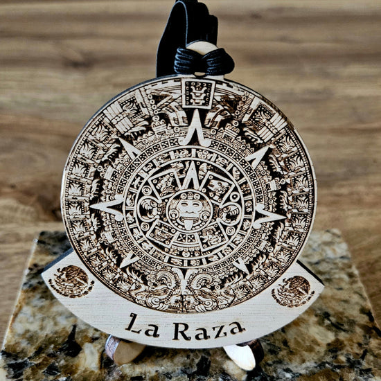 Aztec Inspired Wood Engraved Decoration, Vehicle Rear View Mirror Ornaments - Cultura Life Design