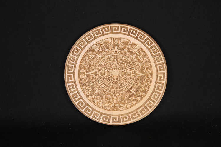 Personalized Aztec Calendar Wood Carved Coaster Set, Set of 6 - Cultura Life Design