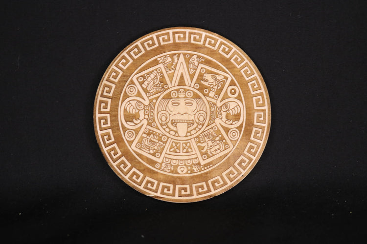 Personalized Aztec Calendar Wood Carved Coaster Set, Set of 6 - Cultura Life Design