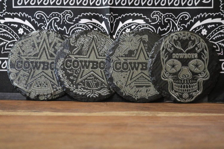 Sport Inspired Engraved Slate 4 Coaster Set, Sport Fan Art, Home Decoration - Cultura Life Design
