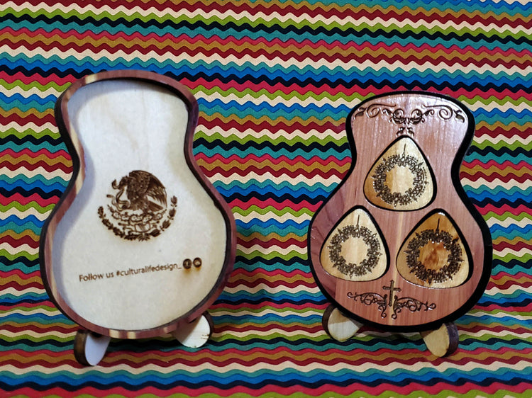 Personalized Mariachi Guitar Wooden Box Pick Holder - Cultura Life Design
