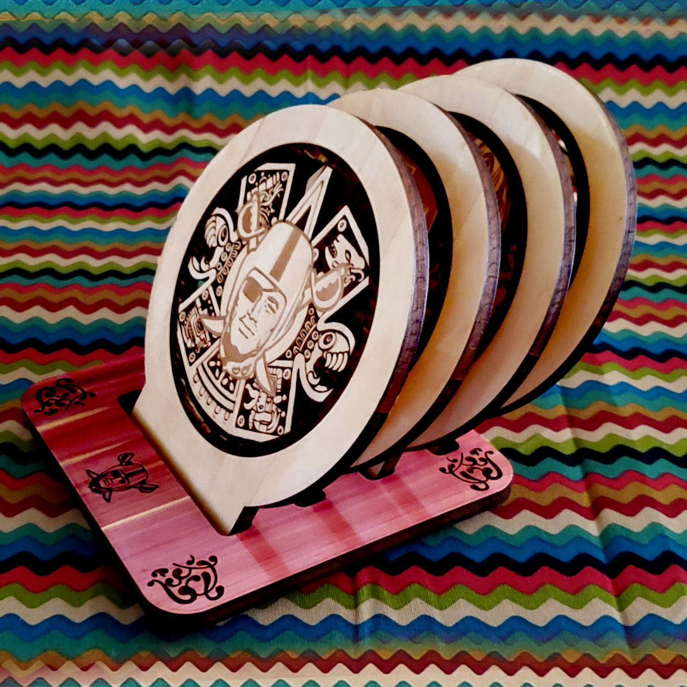 Set of 4 Personalized Custom Wood Coaster Glossy Liga Uruguay