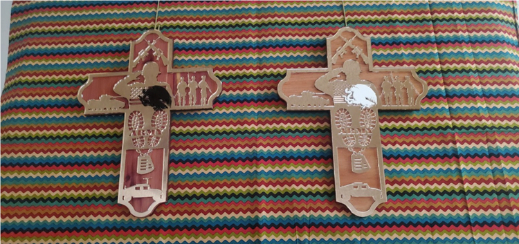 Acrylic and Wood Military Religious Cross - Cultura Life Design