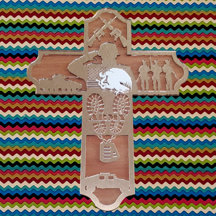 Acrylic and Wood Military Religious Cross - Cultura Life Design