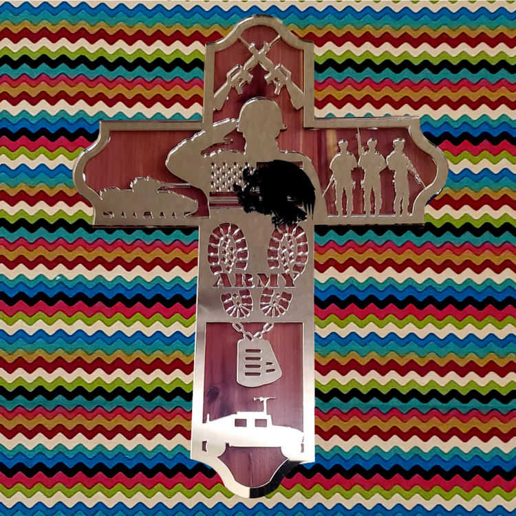 Acrylic and Wood Military Religious Cross - Cultura Life Design