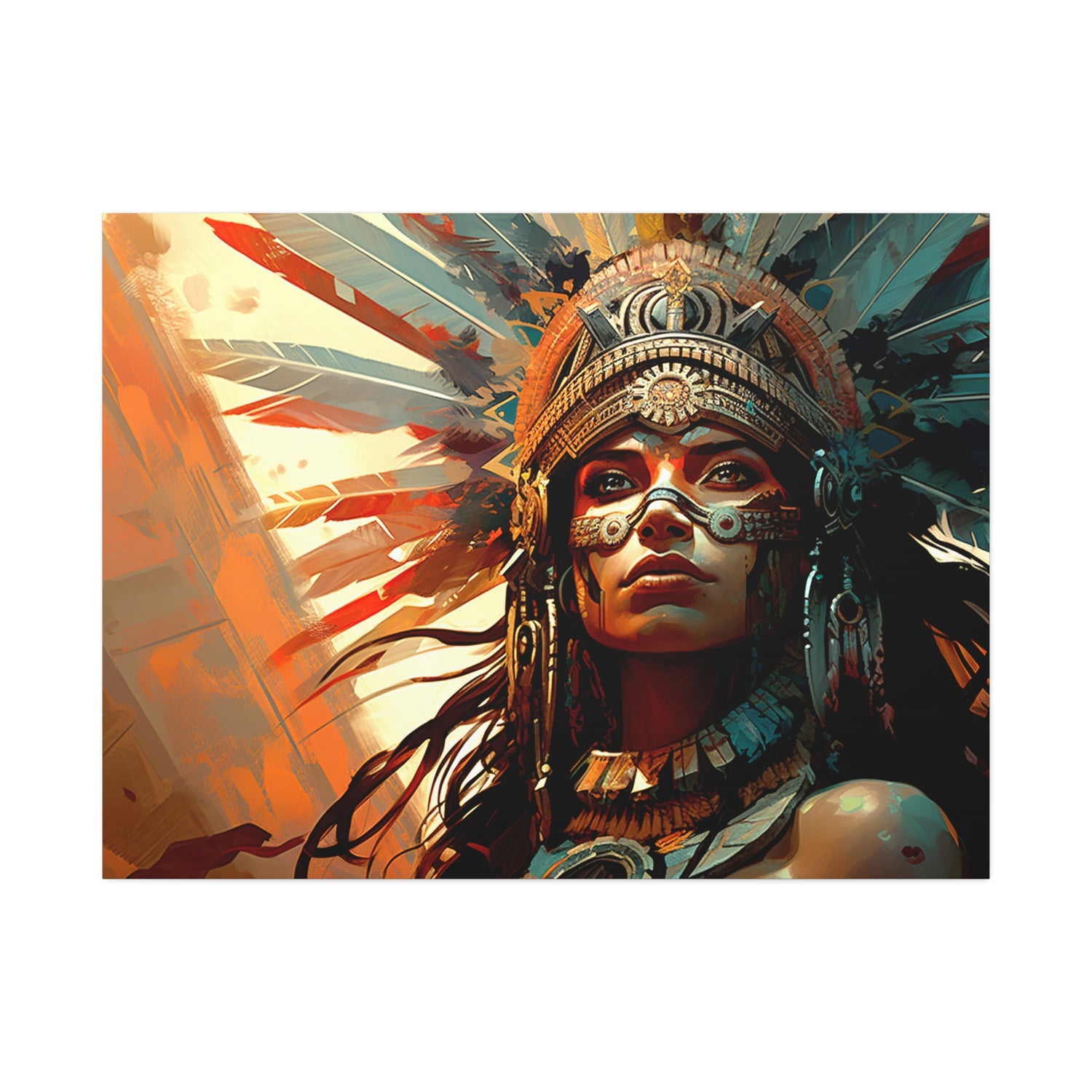 Canvas Stretched, 1.5'' - Azteca Dancer, Female - Cultura Life Design