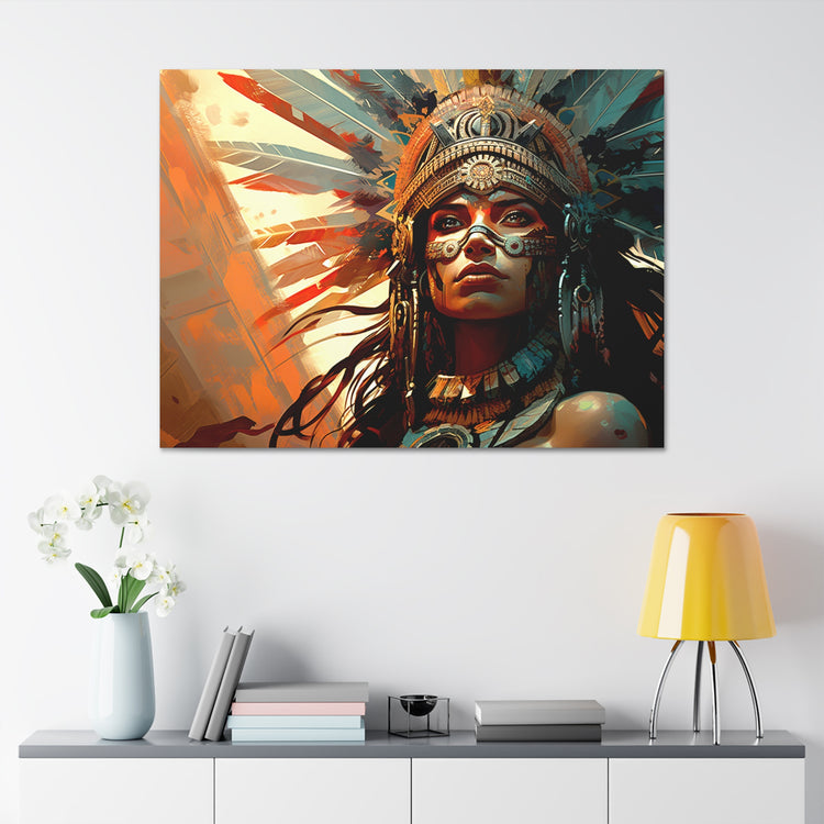 Canvas Stretched, 1.5'' - Azteca Dancer, Female - Cultura Life Design