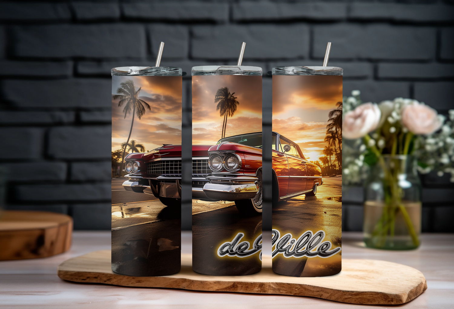 63 Cadillac DeVille 20 oz Skinny Tumbler Wraps Grp2, 4 x Sublimation Designs, Straight tumbler Wrap, Instant Digital Download PNG - Cultura Life Design