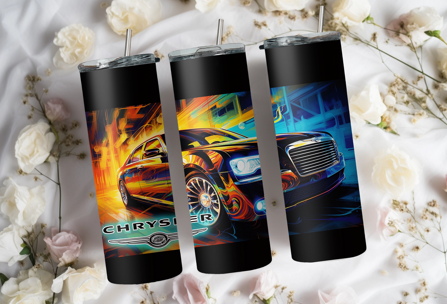 05 Chrysler 300 20 oz Skinny Tumbler Wraps Grp1, 4 x Sublimation Designs, Straight tumbler Wrap, Instant Digital Download PNG - Cultura Life Design