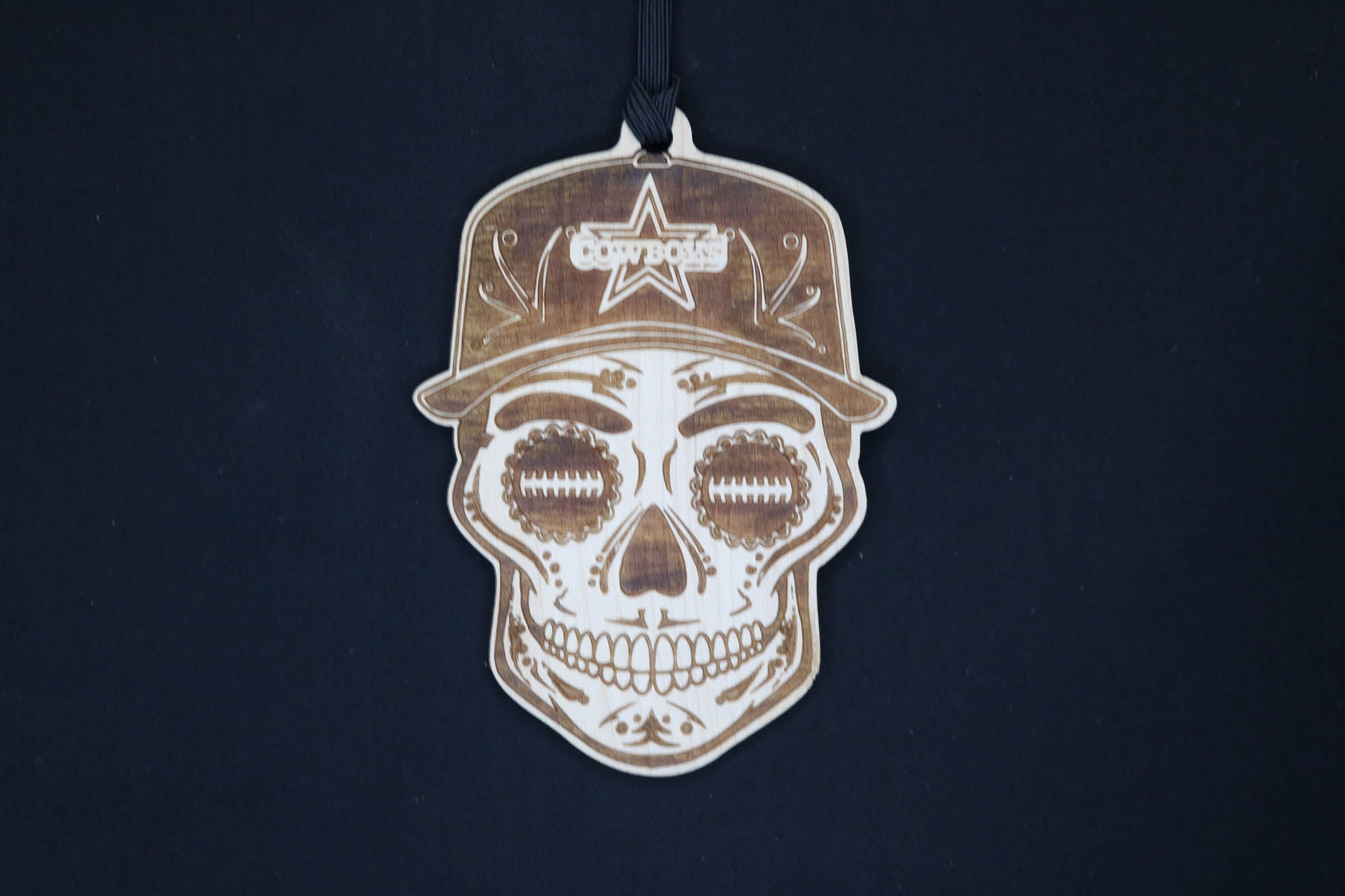 Baseball Sugar Skull Rearview Mirror Ornament - Show Your Team