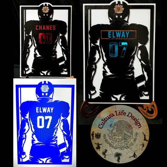 Sports Football Jersey Wood Engraved Wall Plaques, NFL Inspired Fan Art - Cultura Life Design