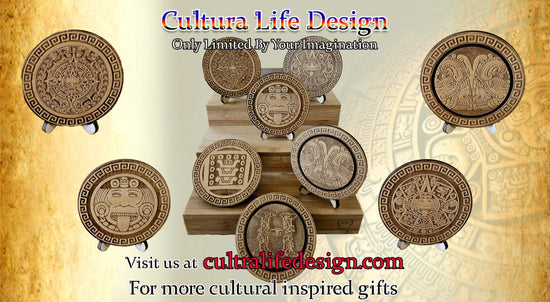 Personalized Aztec Calendar Wood Carved Coaster Set, Set of 6 - Cultura Life Design