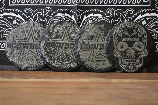 Sport Inspired Engraved Slate 4 Coaster Set, Sport Fan Art, Home Decoration - Cultura Life Design