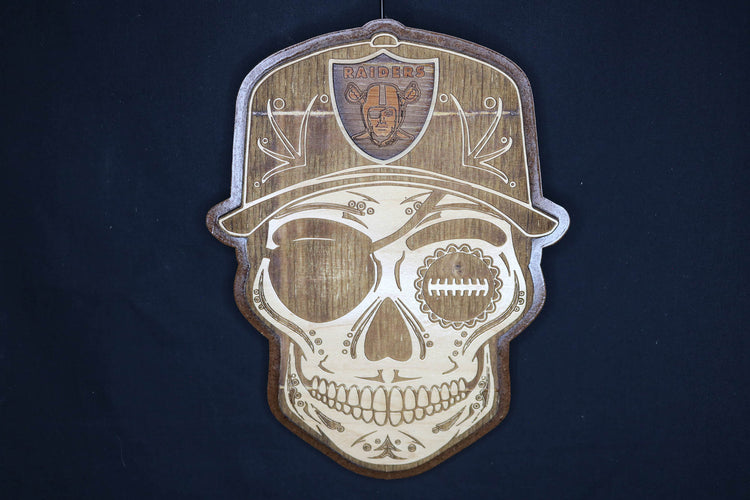 Sports Sugar Skull Wood Engraved Wall Plaques, NFL, MBL, NBA Inspired Fan Art - Cultura Life Design