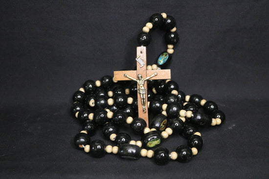 Religious Wall Rosary, Large Wood Rosary, Wood Rosaries Mexican Art - Cultura Life Design