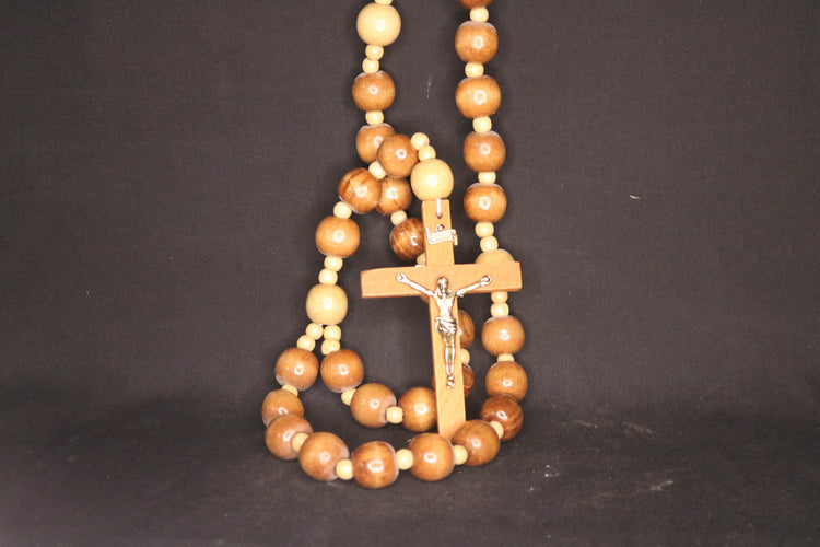 Religious Wall Rosary, Large Wood Rosary, Wood Rosaries Mexican Art - Cultura Life Design