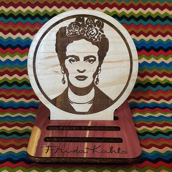 Frida Kahlo Inspired Wood Engraved Coasters, Set of 6 with Holder - Cultura Life Design