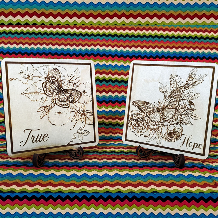 Butterfly Wood Engraved Coasters, Set of 5 - Cultura Life Design