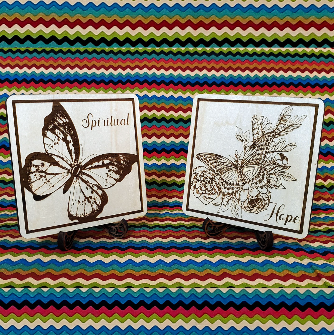 Butterfly Wood Engraved Coasters, Set of 5 - Cultura Life Design