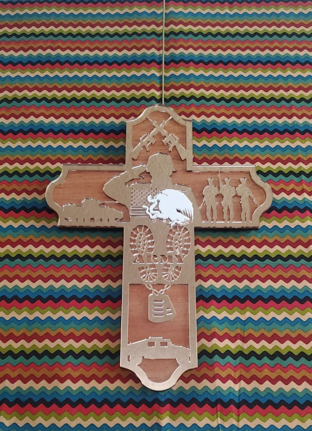 Acrylic and Wood Military Religious Cross - Cultura Life Design