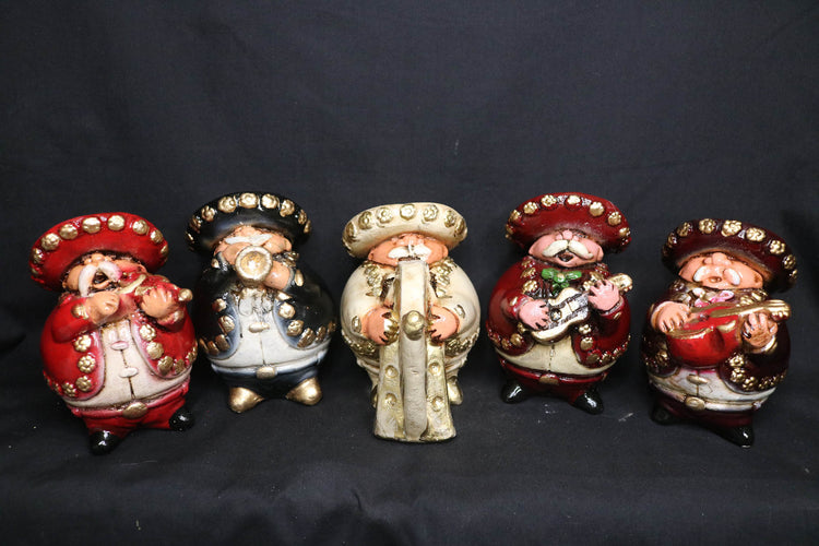 Mariachi Figurine Set of 7, Mexican Art Pottery - Cultura Life Design